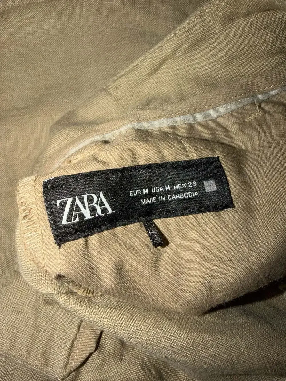 Zara 100% Linen Pleated Wide-Leg Palazzo Pants